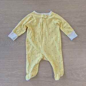 Newborn Baby Gerber Yellow Footed One-Piece with Tiny Star Print